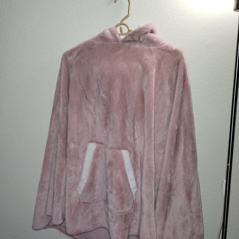 Cozy Critter Pink Hooded Poncho Blanket